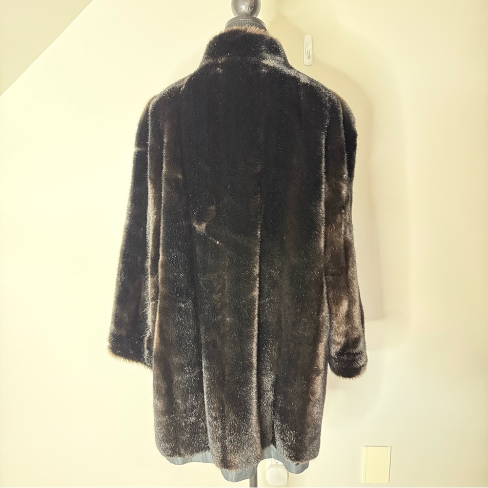 STERLING STALL Vintage Union Made Faux Fur Coat 1986 Button Front Pockets Sz 12 - Picture 9 of 16